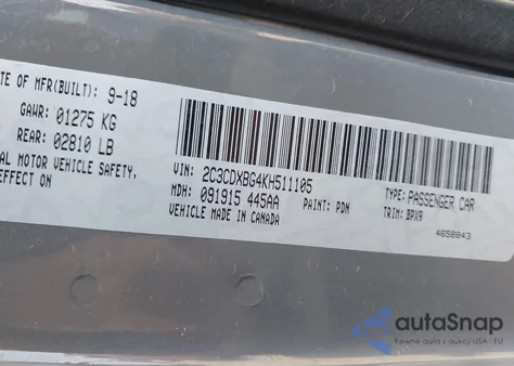 2019 Dodge Charger Sxt Rwd from USA, damaged, VIN 2C3CDXBG4KH511105